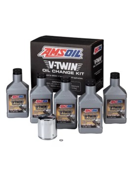 KIT ACEITE AMSOIL 20W-50 V-TWIN SYNTHETIC Y FILTRO CROMO (5LTS)