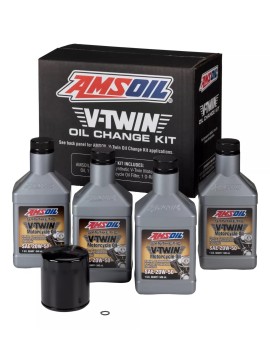 KIT ACEITE AMSOIL 20W-50 V-TWIN SYNTHETIC Y FILTRO NEGRO (4 LTS)